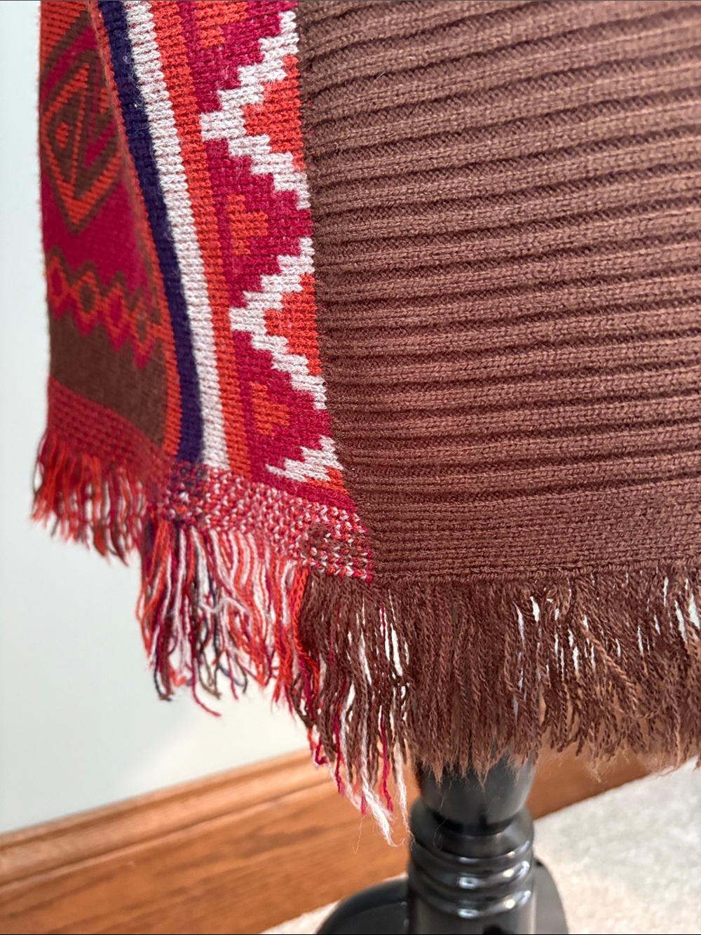 🤎🤠♥️ Western Brown Cardigan with Aztec Print and Fringe - Picture 4 of 6